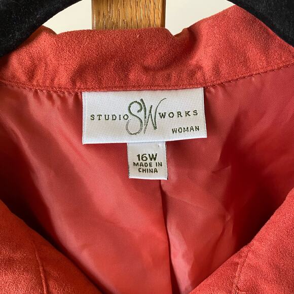 Studio Works coral faux suede full zip jacket - Picture 2 of 4